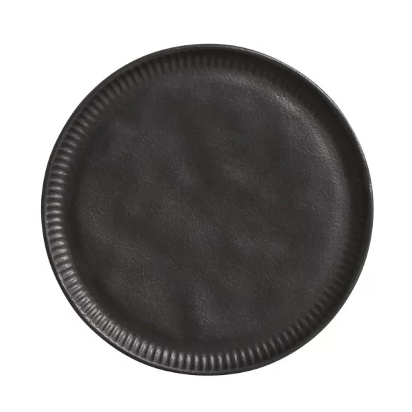 Prato de Sobremesa Linhas Preto Matte