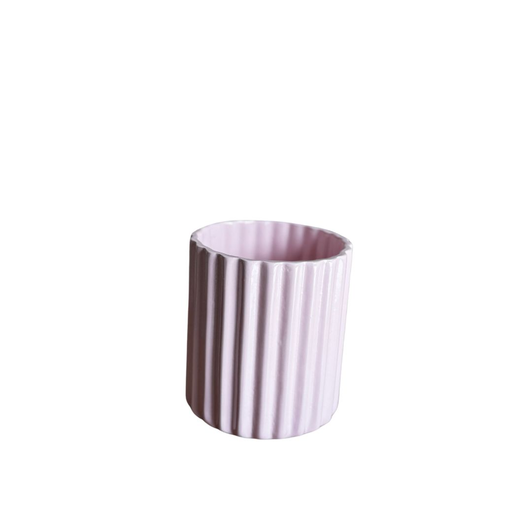 Vaso Plissado Pequeno Rosa Claro