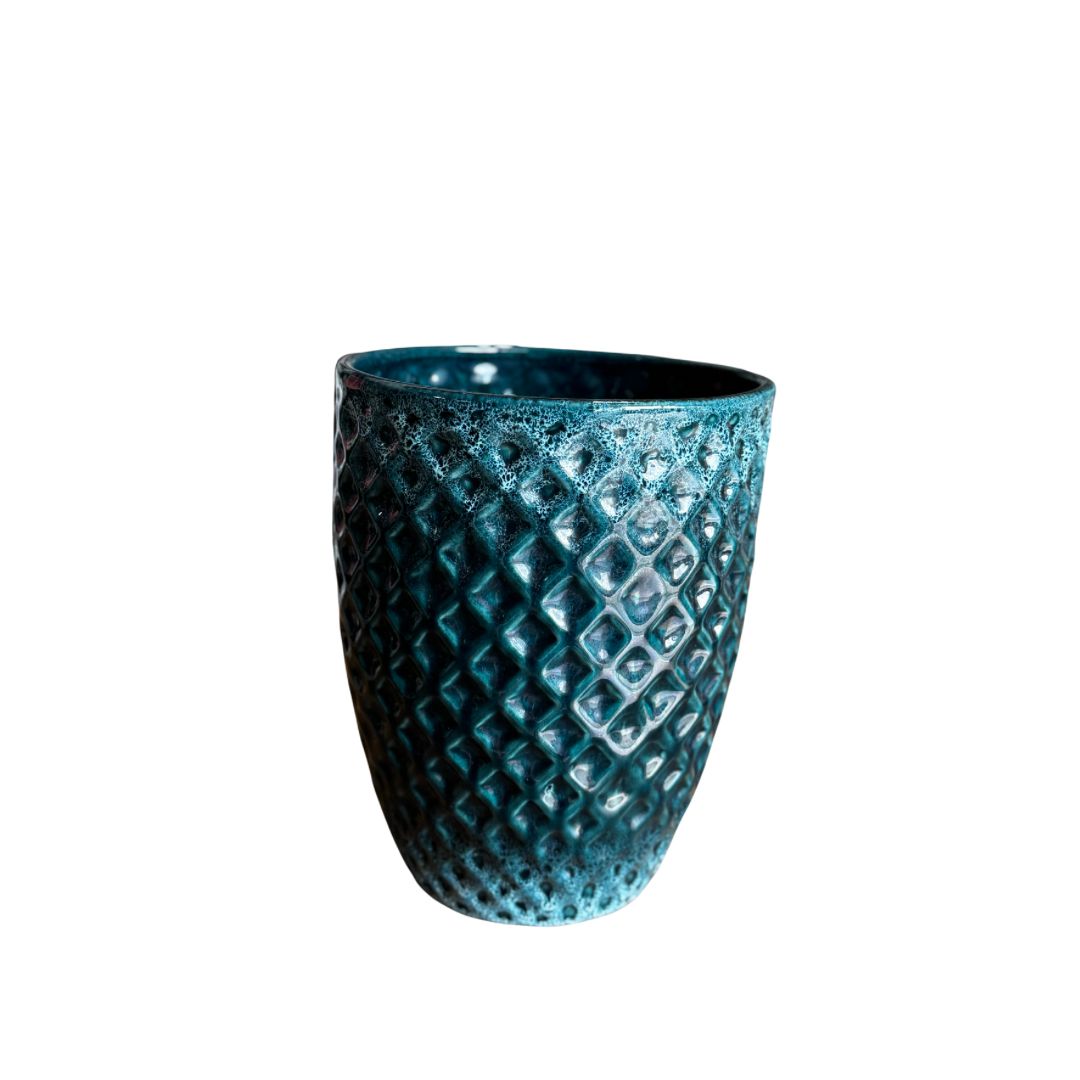 Vaso Cachepot Xadrez G Verde Água