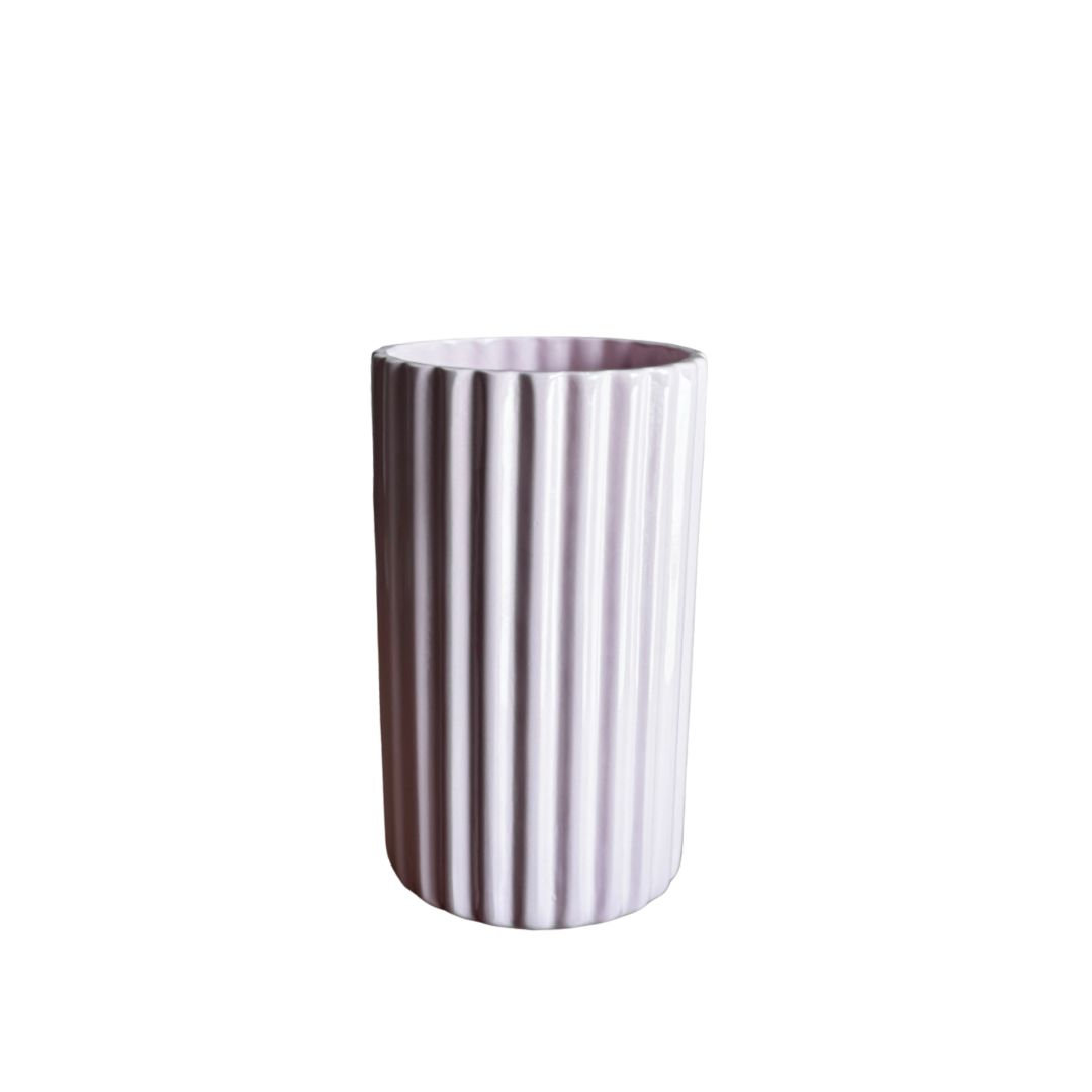 Vaso Plissado Grande Rosa Claro