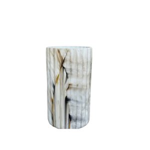 Vaso Plissado Grande Pedra Mineira Marrom